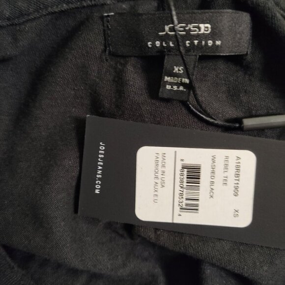 Joe's Jeans Rebel Black Distressed T-Shirt Top XS NWT Linen Cotton - Picture 4 of 8